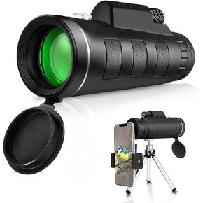 Monoculars Telescope High Power Monocular 40x60 BAK4 High Power Waterproof Low Light, Clear with Adjustable Tripod for Mobile Phone Bird Watching Hiking Camping Travelling Binoculars