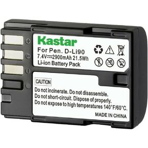 Kastar Battery 2-Pack Replacement for Pentax D-Li90, DLI90, DL190 Battery, Pentax D-BC90, K-BC90, 39830, 39835 Charger, Pentax 645D, 645Z, 645Z IR, K-01 K01, K-1, K-1 Limited Silver, K-3, K-5 Camera
