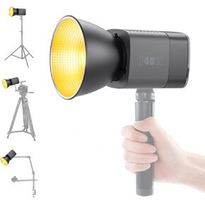 ​​Portable Magnetic LED Video Light 40W COB - Metal Mini Dual Color 2500K-6500K w/Built-in Battery, Continuous Lighting Spotlight w/Magnetic Attachable Reflector & Softbox​