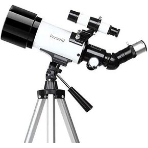 Kids Telescope for Adults Astronomy Beginners Multi-Coated Optics Durable 150X Magnification Travel Scope Refractor Telescopes with Backpack and Moon Filter White