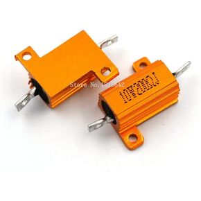 2PCS RX24 10W 200R 200RJ Wire Wound Resistor Metal Shell Aluminium Golden Resistor 10Watt 200 ohm Heatsink Resistance