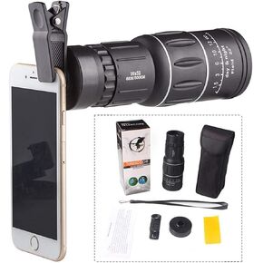 Monoculars Telescope High Power 16X Outdoor Hiking Concert Optical Monocular Telescope Zoom Lens Arm Phone Camera Photo Lens Binoculars (B)