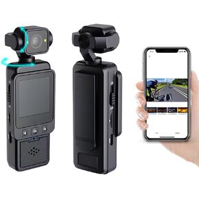 EBTOOLS 1080P Vlogging Camera, Handheld Video Camcorder, Multi Axis Stabilization, Rotatable Lens, 1.53in Screen, WiFi, 1/4 inch Screw or Back Clip Mount