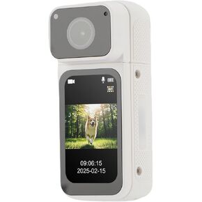 Yunseity 2.7K Body Camera, 128GB Wearable Pocket Cam with 180° Rotatable Lens, 1.47 Inch Screen, Thumb Action Camera with Magnetic Lanyard, for Work Travel Speech (Black)
