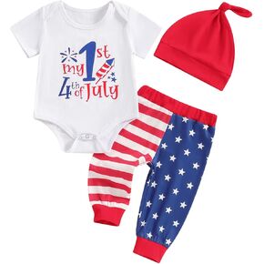 4th of July Newborn Baby Boy Clothes My First Fourth of July American Boy Romper Star Striped Flag Pant Summer Outfit