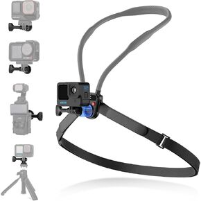 Magnetic Neck Mount for Action Camera,Magnetic Necklace Holder with Anti-Vibration Chest Strap & Quick Release,POV/Vlog Selfie Mount for Hero 13/12/11 for Insta360 Ace Pro 2 Action 5Pro/4/3 for AKASO