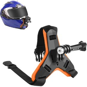 PULUZ Motorcycle Helmet Chin Strap Camera Mount Compatible with GoPro, DJI Osmo Action, Yi, and Other Action Cameras Fits Most Helmets, Secure Anti-Slip Silicone Design for Optimal POV Angle (Black)