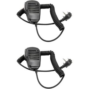 2X Shoulder Speaker Microphone Hand Mic with PTT for Standard Portable Two-Way Radio VX-231 EVX-531 VX-160