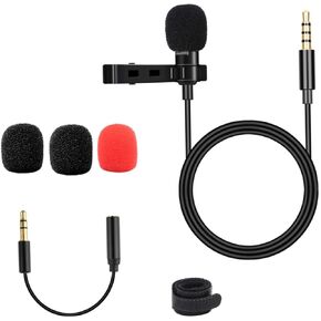 Homoyoyo Clip Omnidirectional Lavalier Microphone for Phone Computer Lightweight Mic for Audio Interviews Webcasts and Lectures Cable Black