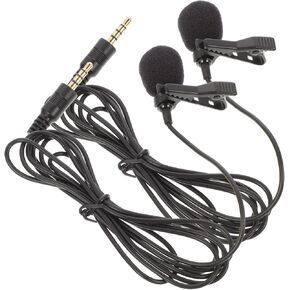 TOYANDONA 2pcs Lavalier Clip Microphone Omnidirectional Recording Mic for Smartphones Tablets Interviews Video Vlogging and Lectures Cable