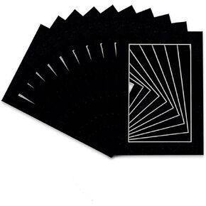 Pack of Ten Acid Free 12x24 Mats Bevel Cut for 10x20 Photos - Black Suede Precut Matboards With Backing Boards and Self Seal Photo Mat Bags For Pictures, Photos, Framing - 4-ply Thickness
