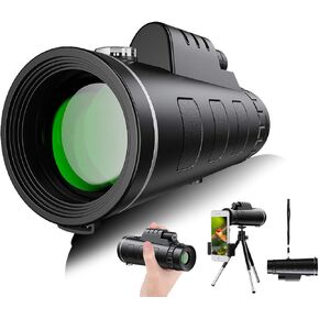 Monoculars Telescope High Power 40x60 High Power Monocular with Smartphone Holder Tripod for Adults Waterproof with and Clear Prism Dual Focus for Bird Watching Camping Travelling Binoculars