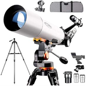Telescopes for Astronomy 80mm Refractor Low Light Night Vision Waterproof HD Travel Telescope with Carry Bag Nice Family