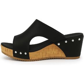 Womens Sandals Retro Thick Platform Heels Wedge Sandals, Open Toe Slip On Women Summer Shoes