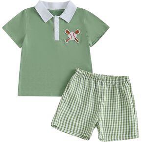 Karwuiio Toddler Boy Summer Clothes Short Sleeve Polo Shirt Shorts Set Infant Golf Outfit 3 6 12 18 Months 2T 3T Clothes