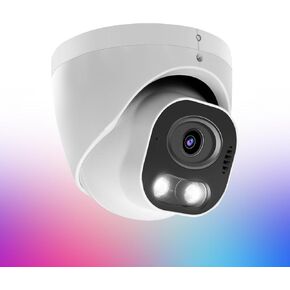 8MP 4K PoE IP Security Camera, H.265 Smart Dual Light Turret Dome Camera, Support Color Night Vision, Two Way Talk, SD Card Slot, 98ft Night Vision, 110°Wide Angle, Human/Vehicle Detection