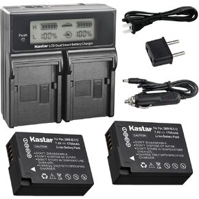 Kastar LCD Dual Fast Charger & 2 x Battery Replacement for Panasonic DMW-BLC12, DMW-BLC12E, DMW-BLC12PP and Panasonic Lumix DMC-FZ200, DMC-FZ1000, DMC-G5, DMC-G6, DMC-GH2 Digital Cameras