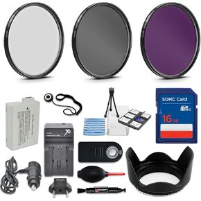 58mm 10 Piece Accessory Kit for Canon EOS Rebel T5i, T4i, T3i, 650D, 700D DSLRs with Replaceable LP-E8 Battery, 16GB SD Memory, HD Filters, Travel Charger & More