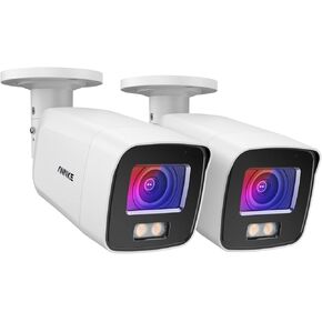 Annke 2PCS NC800 4K POE Camera Camera Outdoor مع الكشف عن الإنسان/المركبات الذكي ، و 130 قدمًا رؤية ليلية كاملة ، ودعم كاميرا IP مقاومة للماء IP67 ، تدعم الوصول عن بُعد ، إعادة ترميز الصوت ، بطاقة Micro SD