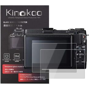 kinokoo Tempered Glass Film for Canon EOS M3/M10/100D/Rebel SL1 Crystal Clear Film Canon PowerShot G1 X Mark II Screen Protector Bubble-free/Anti-scratch(2 pack)