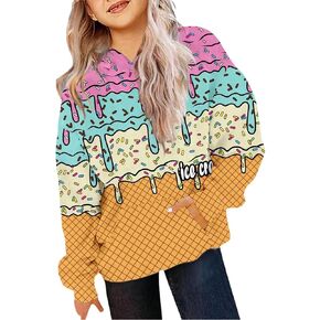 Ice Cream Hoodies for Teen Girls Cute Graphic Print Pullover Long Sleeve Trendy Casual Kids Clothes 3-12 Years in Kuwait