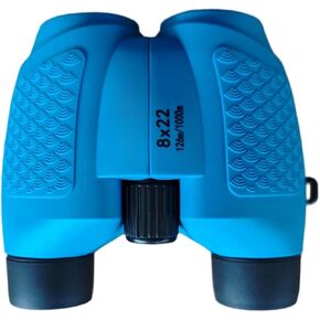 Compact Kids Binoculars - 8x22 High Powered Toy Binocular for 4-7 Years Old Children - Blue Best Birthday Present Gifts for Camping Hiking Bird Watching