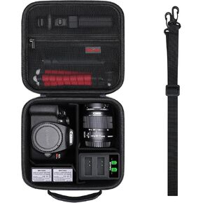 Elonbo Carrying Case for Canon EOS Rebel T7/ T6 DSLR Camera and Canon EOS R50/ R100/ R5/ R5 Mark II/ R6 Mark II/ R7/ R8 Mirrorless Camera/ 90D/ T8i/ T5/5D Mark IV Camera, Lens Tripod Holder, Black