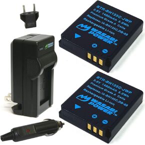 Wasabi Power Battery (2-Pack) and Charger for Pentax D-LI106 and Pentax MX-1, X90