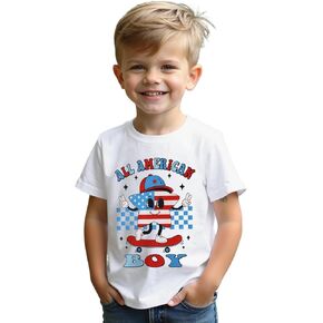CM C&M WODRO 4th of July Shirts Toddler Baby Boy All American Boy T-Shirt Kid USA Flag Patriotic Short Sleeve Tee Tops