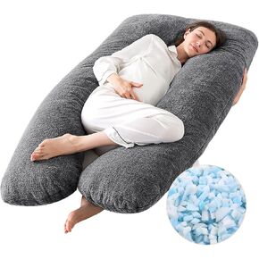 WhatsBedding Pregnancy Pillows,U-Shaped Pregnancy Pillows for Sleeping,Memory Foam Filling Full Body Pillow for Adults,Maternity Pillow with Velvet Cover (Dark Grey)