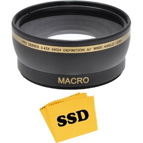 Socko 52MM 0.43X Wide Angle HD Lens with Macro for NIKON D5300 D5200 D5100 D5000 D3300 D3200 D3100 D3000 D7100 D7000 DSLR Cameras and SSD Microfiber Lens Cleaning Cloth