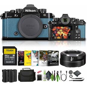 Nikon Zf with 24.5MP Sensor and 4K Video Recording Mirrorless Camera Red (790126) + FTZ II Adapter + 64GB Memory Card + Bag + EN-EL15c Battery + Card Reader + Photo Software + Flex Tripod + More