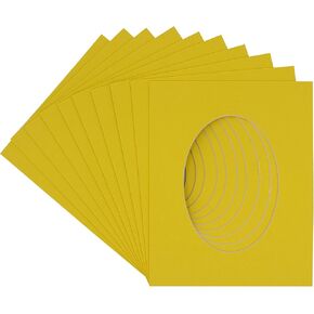 CountryArtHouse Chamois Yellow Acid Free 8x10 Oval Picture Frame Mat with White Core Bevel Cut for 6x8 Pictures - Fits 8x10 Frame - Pack of 1 Matboard