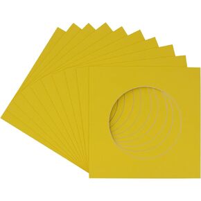 10x10 Mat Bevel Cut for 6x6 Photos - Precut Textured Black Circle Shaped Photo Mat Board Opening - Acid Free Matte to Protect Your Pictures - Bevel Cut for Family Photos, Pack of 1 Matboard