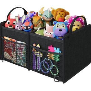 X-Cosrack Kid Toy Box Stres ، صندوق منظم للألعاب القابلة للطي مع 4 جيب شبكي ، صندوق ألعاب للفتيان ، سلة صدر للأطفال ، سلة صندوق المعيشة ، غرفة اللعب ، غرفة نوم ، تخزين لعبة الكلب الأسود