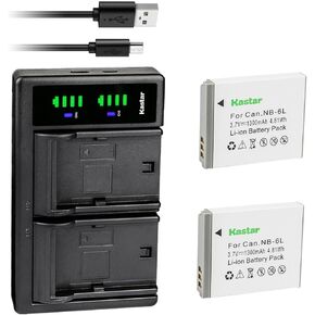 Kastar 2-Pack Battery and LTD2 USB Charger Replacement for Minolta MND20 44 MP / 2.7K Ultra HD Digital Camera, Minolta MN50WP 48MP Autofocus 5K UHD Waterproof Camera