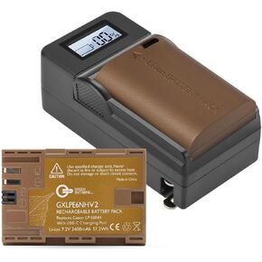 2 Pack LP-E6NH Battery and Compact Smart Charger Kit (7.2V 2400mAh)