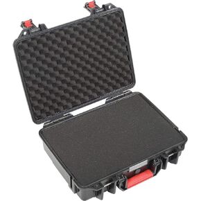 Waterproof Hard Case w/Pinch Tear Foam, 16-11/32"L x 13-3/16"W x 4-3/4"H, Black
