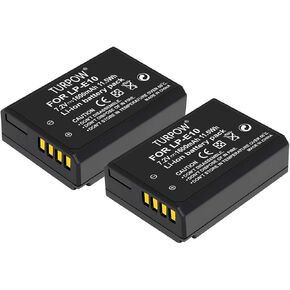 Turpow 2 Pack 1600mAh 7.2V LP-E10 Replacement Battery Compatible with Canon EOS Rebel T3 T5 T6 T7 T100 1100D 1200D 1300D 1500D 2000D 3000D 4000D Kiss X50 X70 X80 X90 Cameras & LC-E10/LC-E10E Charger
