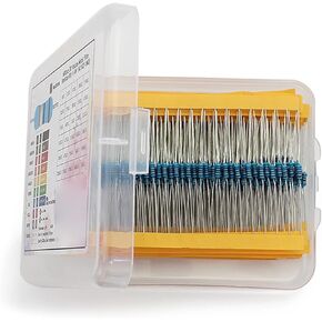 Resistors 600pcs 1/4W Metal Film Resistor Kit Set 30 Values Resistors Pack 10R-1M Set of Resistors Electron Kit(600pcs)