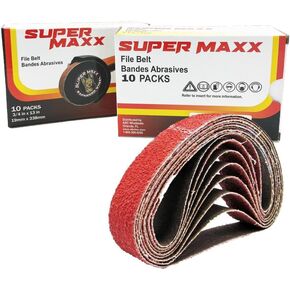 Lauco Super Maxx 13 "L x 0.75" W حزام حزام ، 60 حصى ، حزمة من 10 أحزمة الصنفرة ، متوافقة مع عجلة موسعة الفائقة MAXX ، أحزمة الملفات للطحن ، التلميع والتشطيب