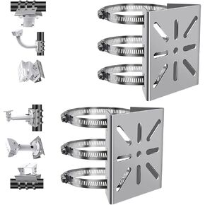 Universal Wall Mounting Bracket with 3 Loops, Stainless Steel Vertical Pole Mount Adapter for CCTV Security Camera PTZ Dome Indoor Outdoor AP Access Point Client CPE, 2 Pack