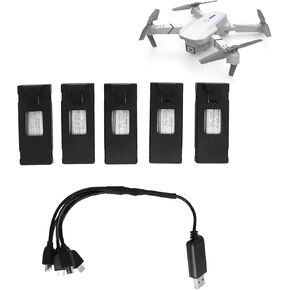 VINGVO Drone Batteries - 5pcs 3.7V 1800mAh Lithium Battery Set, Charging Cable, UAV Replacement for E88/E88PRO/E525PRO RC Drone