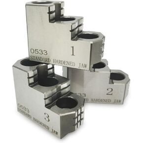 6" Lathe Hard Jaws Set, 3 Pcs Lathe Chuck Serrated Steel Hard Chuck Jaws (1.5mm x 60°) for Serration Lathe(3 Steps)