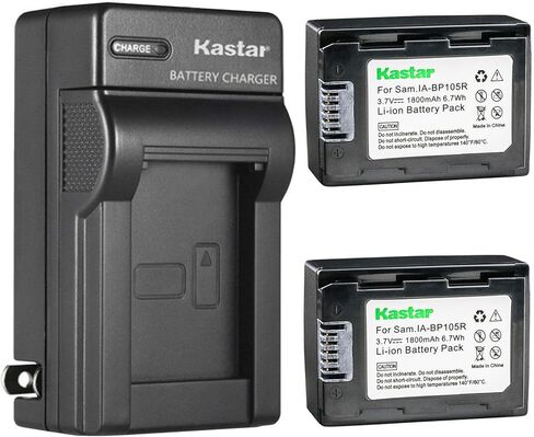 Kastar 2Pack بطارية وشاحن الجدار AC للاستبدال لـ Samsung HMX-F800BP ، HMX-F800SP ، HMX-F800BN ، HMX-F800SN ، HMX-F800BN/XAA ، HMX-F800SN/XAA ، HMX-F90 ، HMX-F90BN ، HMX-F90BN ، HMX-F90WP in Kuwait