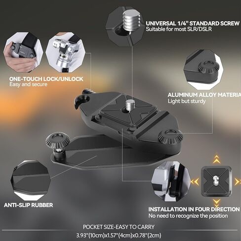 مقطع الكاميرا لحقائب الظهر ، B1 Camera Clip Kit Quick Release ، Capture Camper Clip Kit مع نظام إصدار سريع ، مقطع على ظهره مع لوحة لحزام الظهر والكاميرا ، الأسود in Kuwait