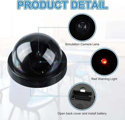 PATIKIL Fake Security Camera, 4Pcs Dummy Dome Cameras with Flashing Red LED Light & Screw for Indoor & Outdoor Home Business, Black in Saudi Arabia