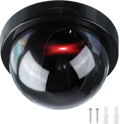 PATIKIL Fake Security Camera, 4Pcs Dummy Dome Cameras with Flashing Red LED Light & Screw for Indoor & Outdoor Home Business, Black in Saudi Arabia