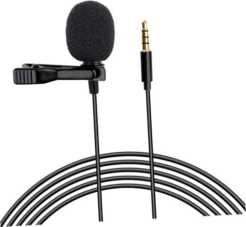 مقطع homoyooo microphone lavalier omnidirectional للهاتف للهاتف MIC خفيفة الوزن للمقابلات الصوتية البث والمحاضرات كابل الأسود in Kuwait