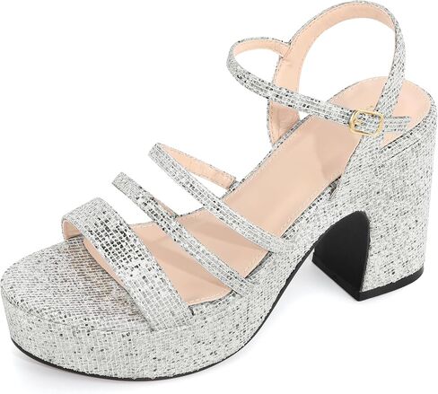 Allegra K Women's Glitter Platformly Strappy Strappy Heels Heels Sandals in Kuwait